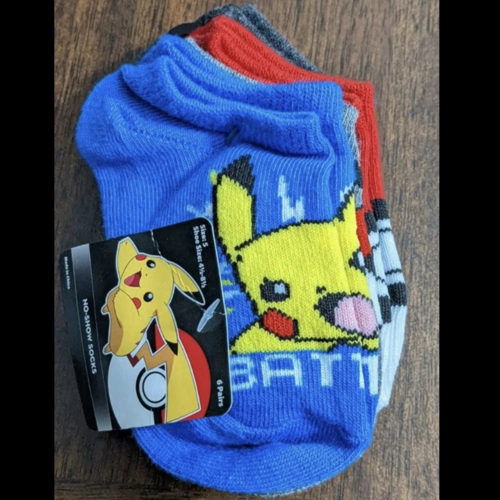 Pokemon Boys No Show Socks NWT (6 Pairs)